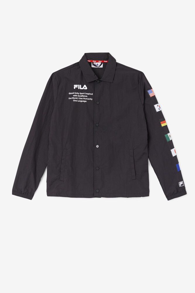 Fila Jacket Mens Black - Caquga - Philippines 5836042-BQ